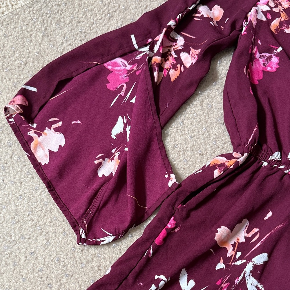 Arizona Jean Company Burgundy Floral Romper - Picture 5 of 7
